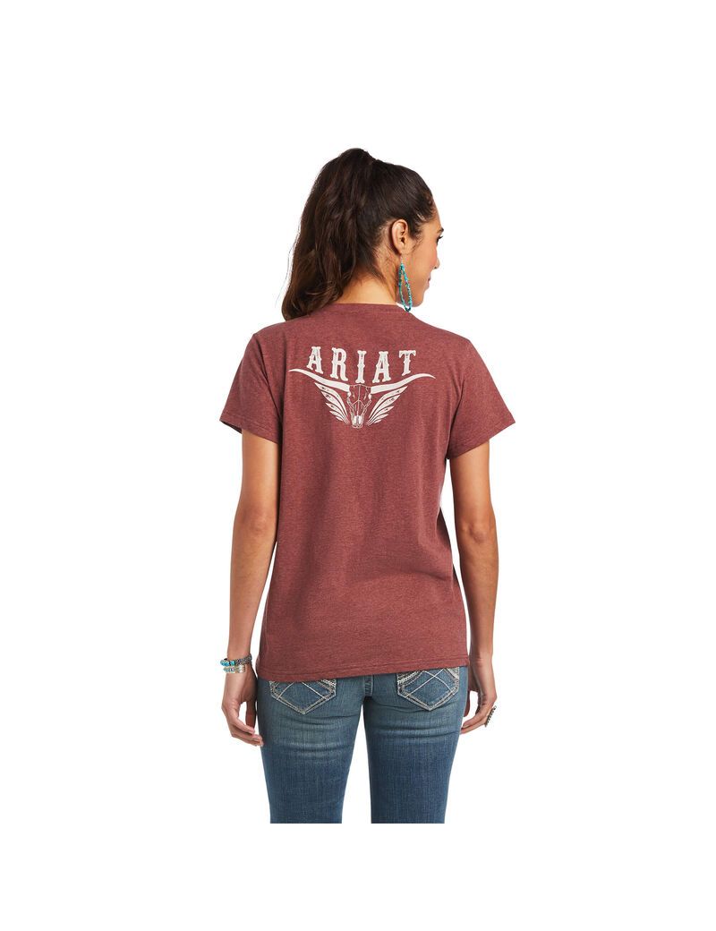 Ariat REAL Relaxed Longhorn Tee Roasted Russet | SNIHUG-520