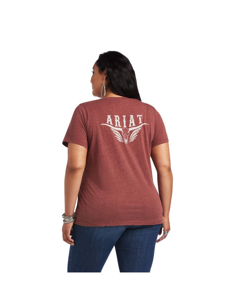 Ariat REAL Relaxed Longhorn Tee Roasted Russet | SNIHUG-520