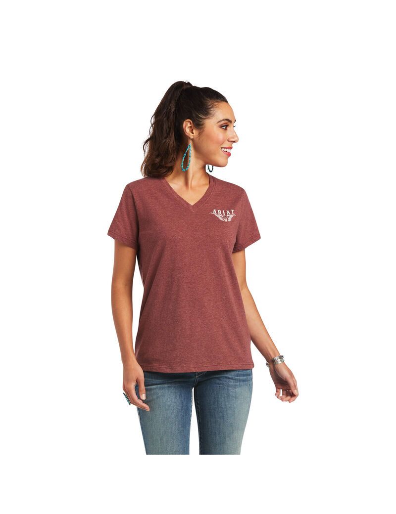 Ariat REAL Relaxed Longhorn Tee Roasted Russet | SNIHUG-520