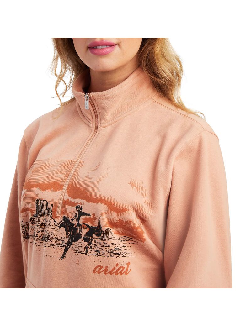 Ariat REAL Scenic 1/2 Zip Sweatshirt Palm | ASBJKT-937