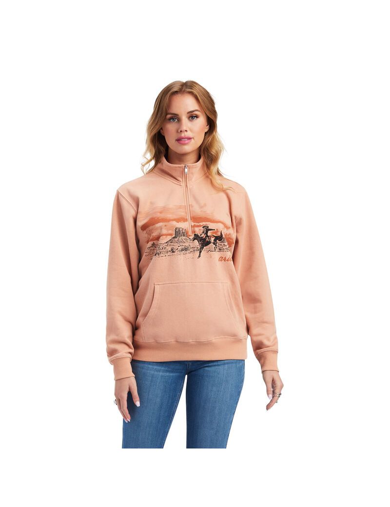 Ariat REAL Scenic 1/2 Zip Sweatshirt Palm | ASBJKT-937