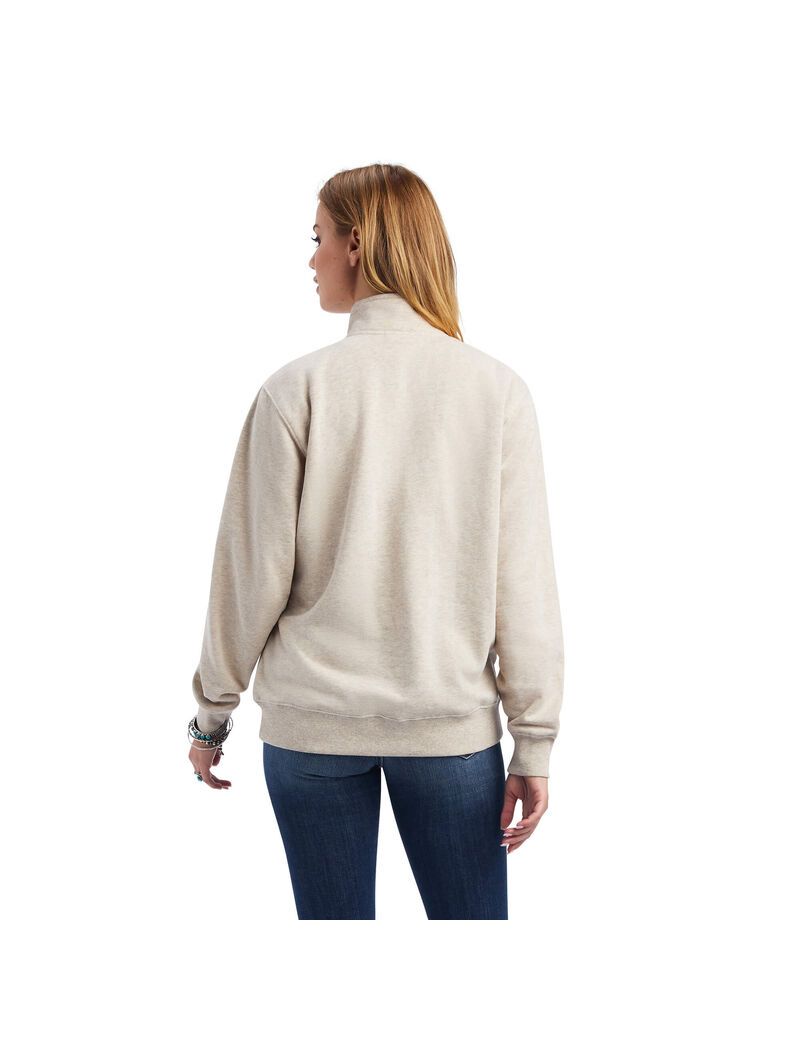 Ariat REAL Scenic 1/2 Zip Sweatshirt Wheat Heather | APDEJQ-352