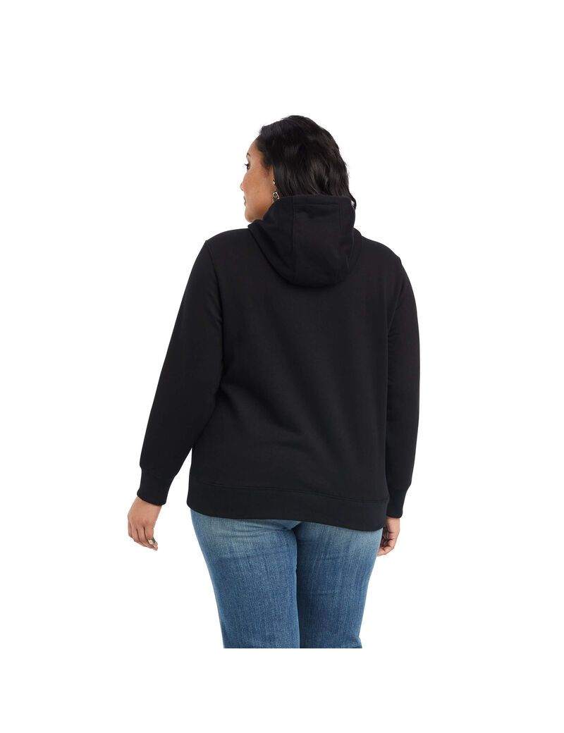 Ariat REAL Sequin Logo Hoodie Black | NFZYQL-258