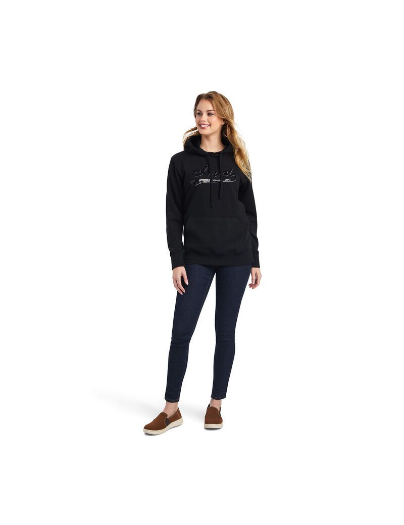 Ariat REAL Sequin Logo Hoodie Black | NFZYQL-258