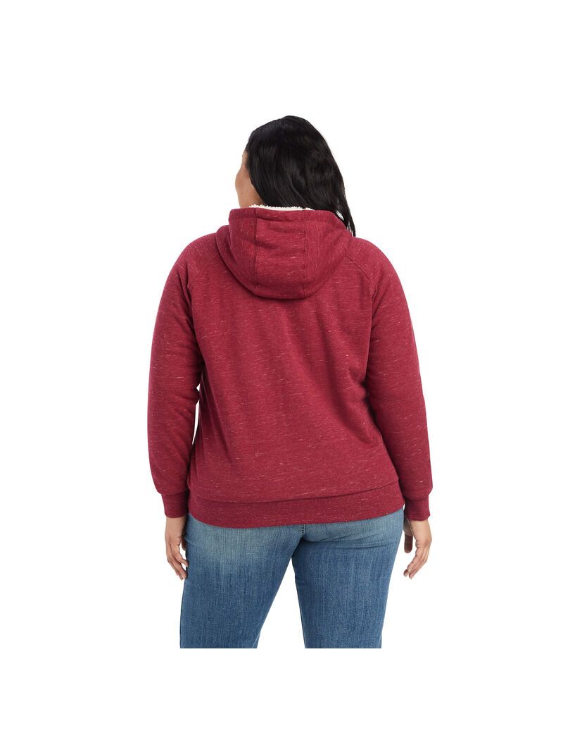 Ariat REAL Sherpa Full Zip Hoodie Beet Red | DLMEFK-350