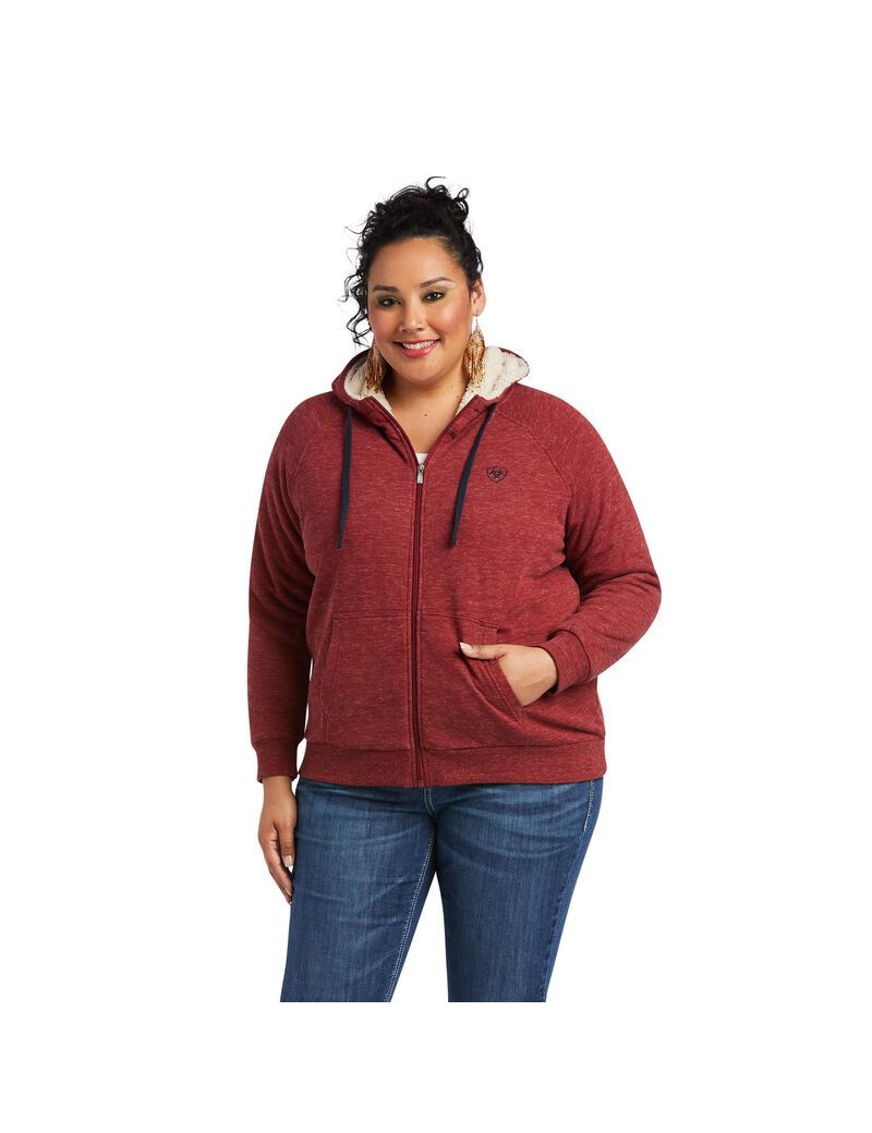 Ariat REAL Sherpa Full Zip Hoodie Rhubarb | JQYHDI-189