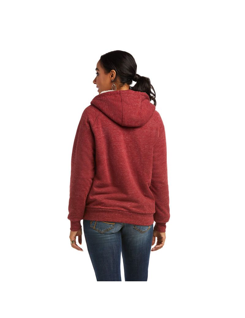 Ariat REAL Sherpa Full Zip Hoodie Rhubarb | JQYHDI-189