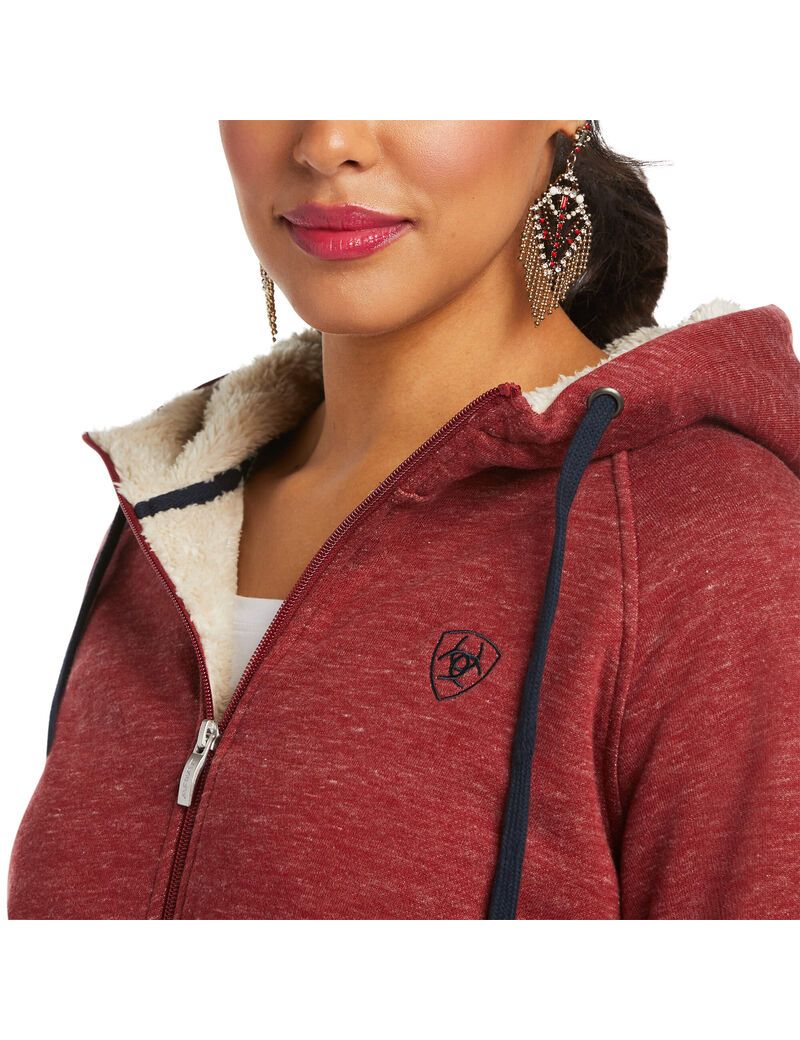 Ariat REAL Sherpa Full Zip Hoodie Rhubarb | JQYHDI-189