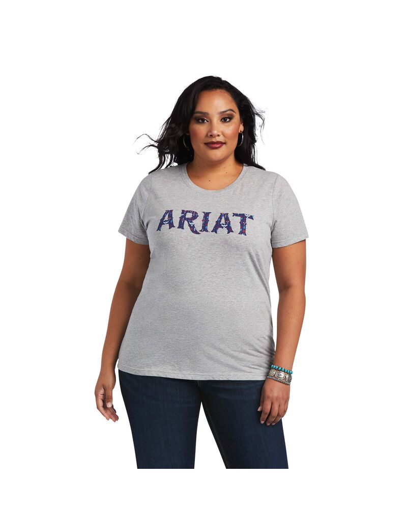 Ariat REAL Tribal Lore Relaxed Tee Heather Grey | FOKRPU-172