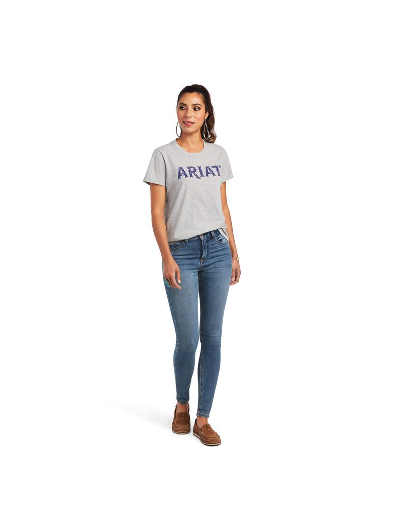 Ariat REAL Tribal Lore Relaxed Tee Heather Grey | FOKRPU-172