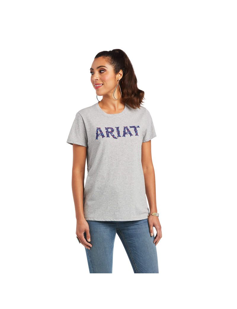 Ariat REAL Tribal Lore Relaxed Tee Heather Grey | FOKRPU-172