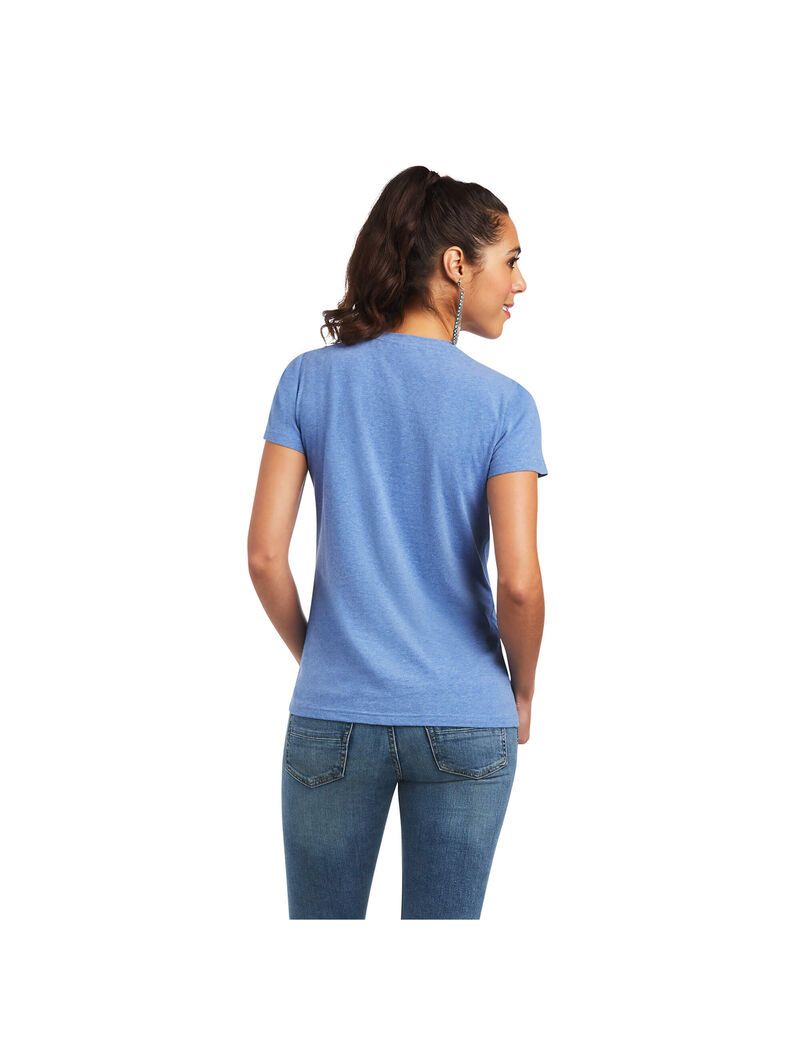 Ariat REAL Tropic Steerhead Tee Reykjavik Blue | LZRNTB-409