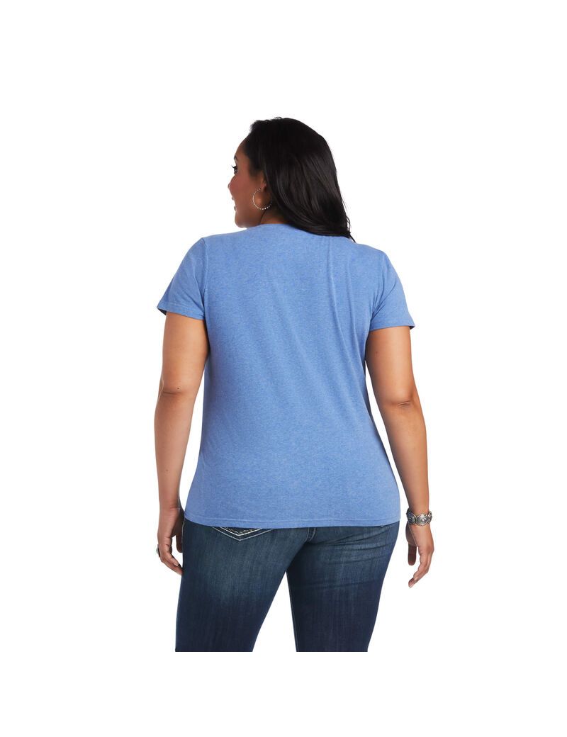 Ariat REAL Tropic Steerhead Tee Reykjavik Blue | LZRNTB-409