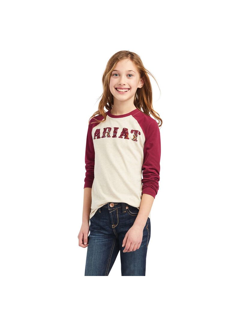 Ariat REAL Zuma Baseball Shirt Oatmeal Heather | EQJNBY-419