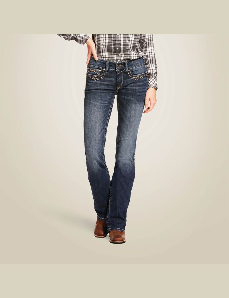 Ariat R.E.A.L. Mid Rise Stretch Entwined Festival Boot Cut Jean Festival Blue | VEYSZP-956