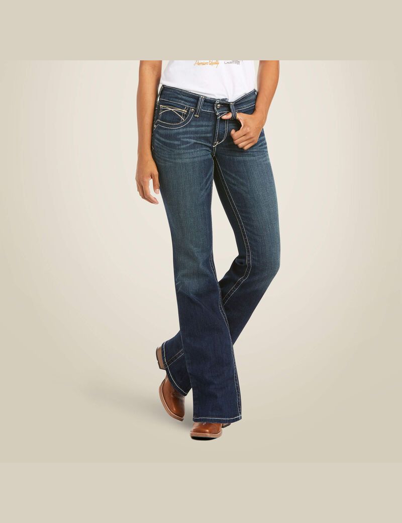 Ariat R.E.A.L. Mid Rise Stretch Whipstitch Boot Cut Jean Ocean | MYEFNP-091