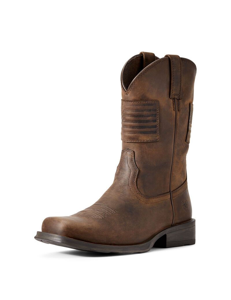 Ariat Rambler Patriot Western Boot Distressed Brown | PMSYCZ-846