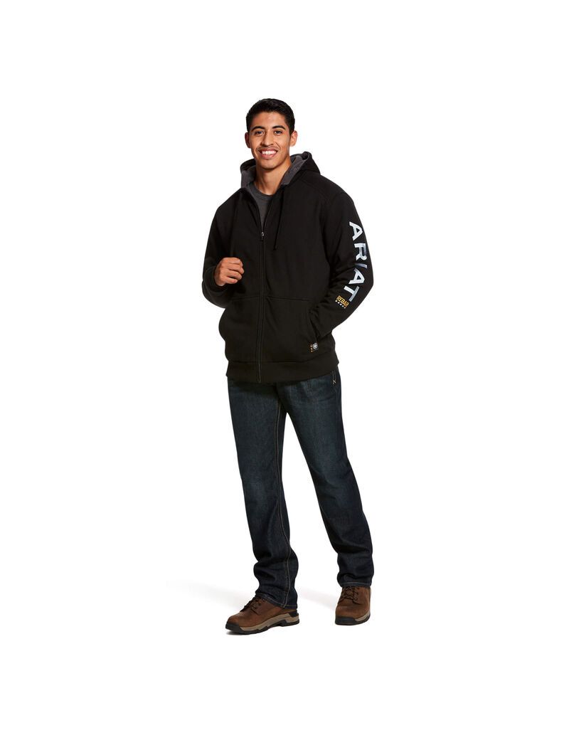 Ariat Rebar All-Weather Full Zip Hoodie Black | HTSDEY-375