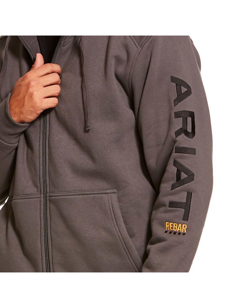 Ariat Rebar All-Weather Full Zip Hoodie Rebar Gray | NMIZPX-472