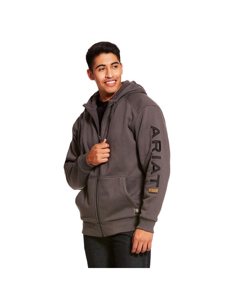 Ariat Rebar All-Weather Full Zip Hoodie Rebar Gray | NMIZPX-472