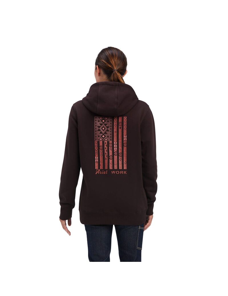 Ariat Rebar Aztec Flag Graphic Hoodie Mole | XASNUP-728