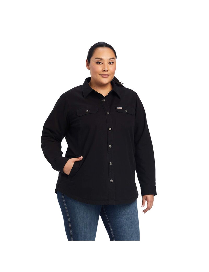 Ariat Rebar Classic Canvas Shirt Jacket Black | GALJIE-508