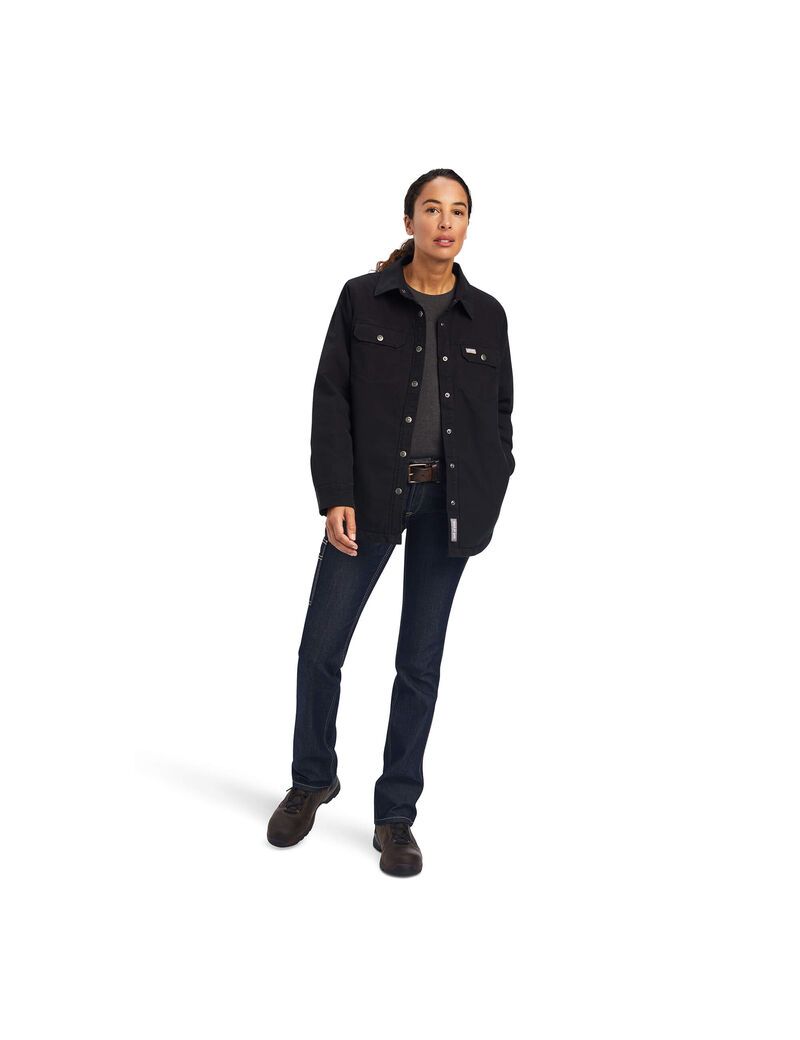 Ariat Rebar Classic Canvas Shirt Jacket Black | GALJIE-508