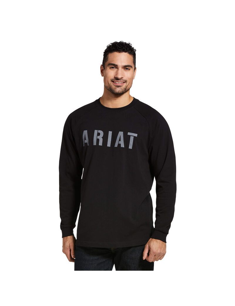 Ariat Rebar CottonStrong Block T-Shirt Black | WQKTHE-160