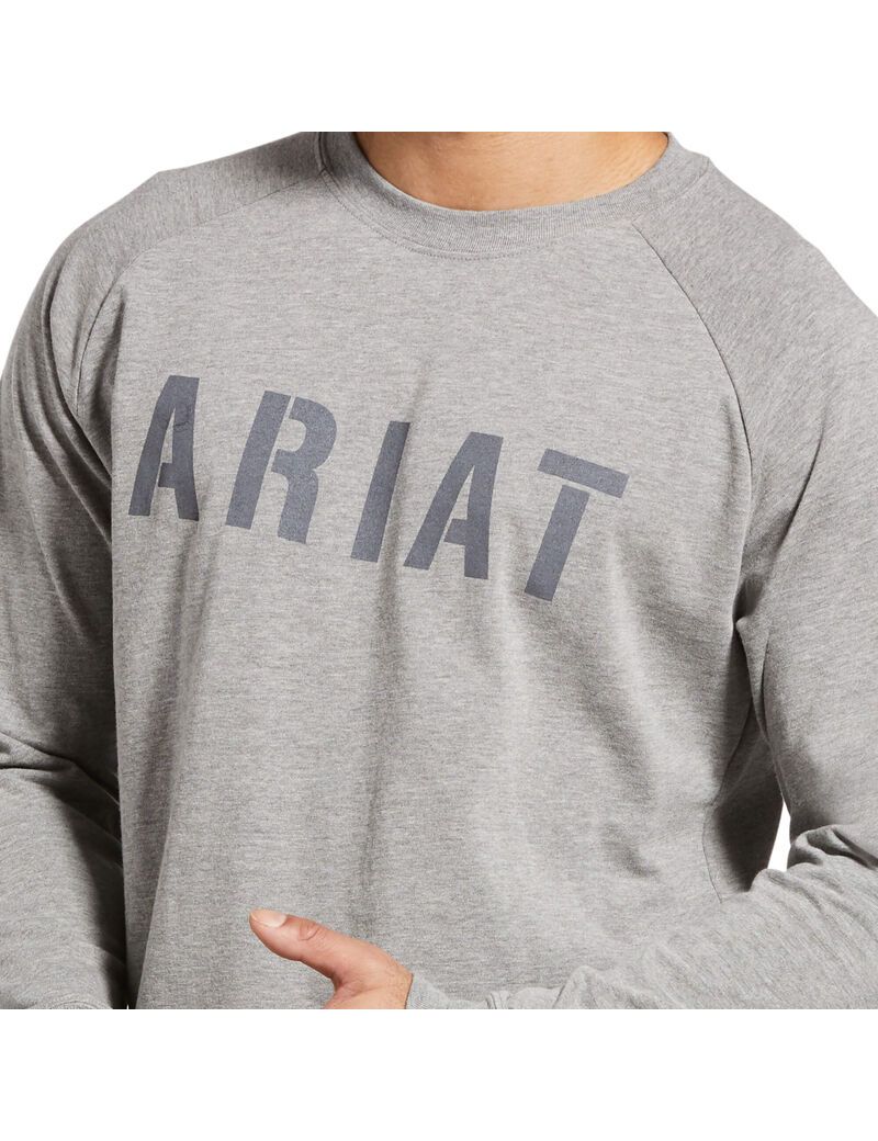 Ariat Rebar CottonStrong Block T-Shirt Heather Grey | ETKBSC-523