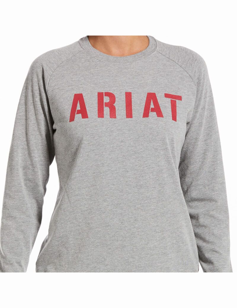 Ariat Rebar CottonStrong Block T-Shirt Heather Grey | MTBYSJ-746