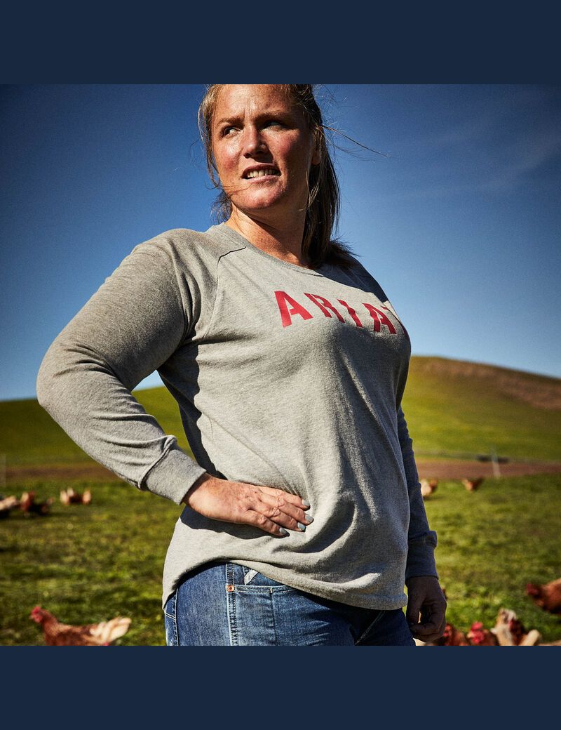 Ariat Rebar CottonStrong Block T-Shirt Heather Grey | MTBYSJ-746