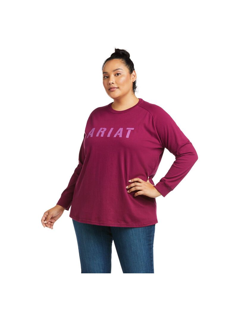 Ariat Rebar CottonStrong Block T-Shirt Purple Potion | KQWOSA-743