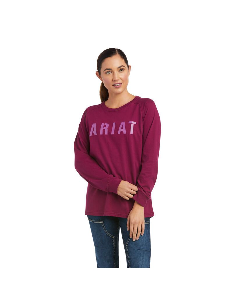 Ariat Rebar CottonStrong Block T-Shirt Purple Potion | KQWOSA-743