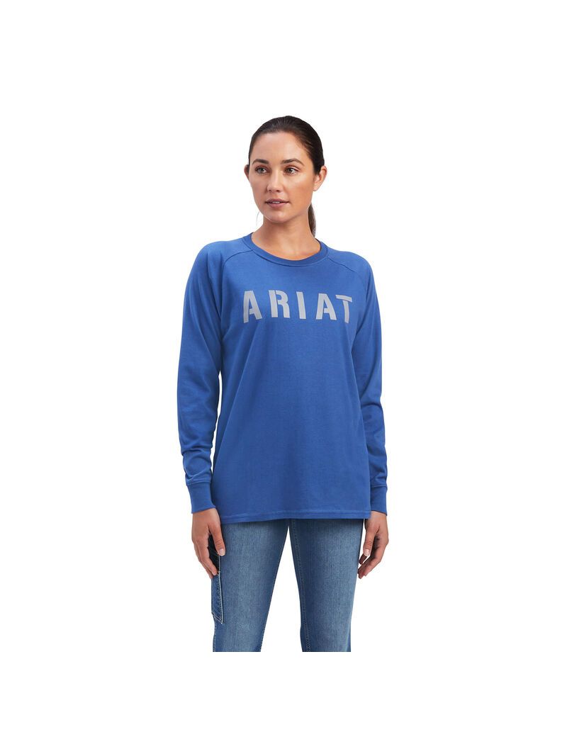 Ariat Rebar CottonStrong Block T-Shirt True Navy/ Alloy | AOVJGU-581