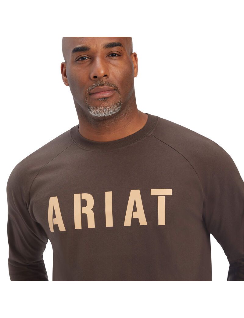 Ariat Rebar CottonStrong Block T-Shirt Wren | FMPUEX-670