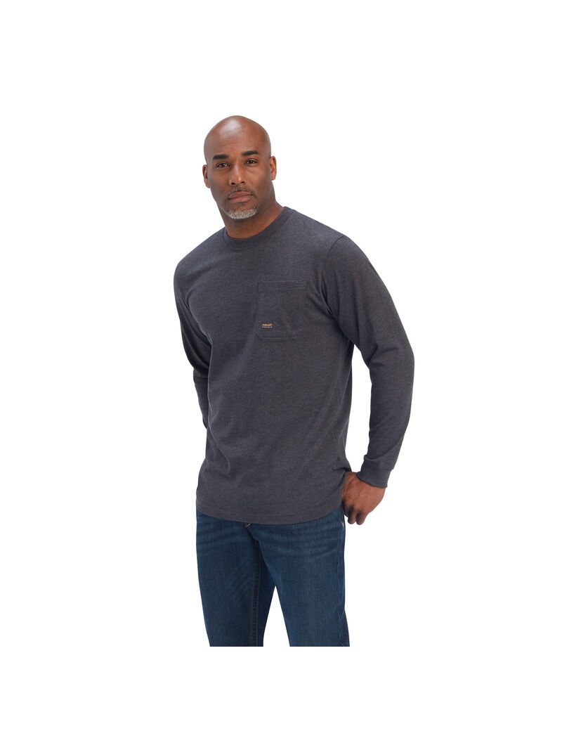 Ariat Rebar Cotton Strong American Raptor T-Shirt Charcoal Heather | KHIBWN-374