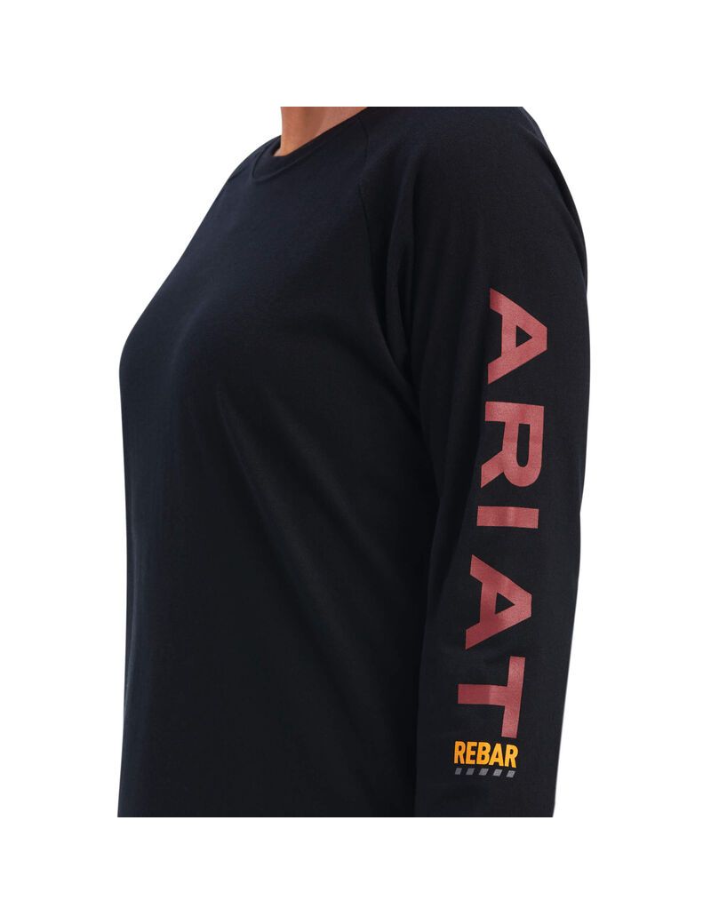 Ariat Rebar Cotton Strong Logo Graphic Black/ Rosewood | NMUOPX-841