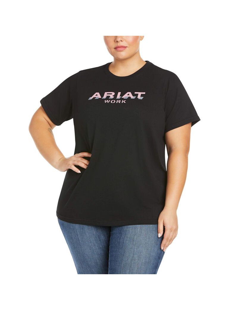 Ariat Rebar Cotton Strong Logo T-Shirt Navy | CBZVWR-281