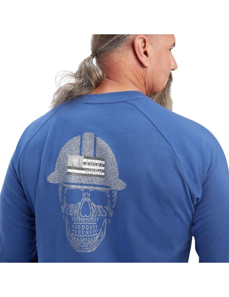 Ariat Rebar Cotton Strong Roughneck Graphic T-Shirt True Blue/ Alloy | LGVFJX-386