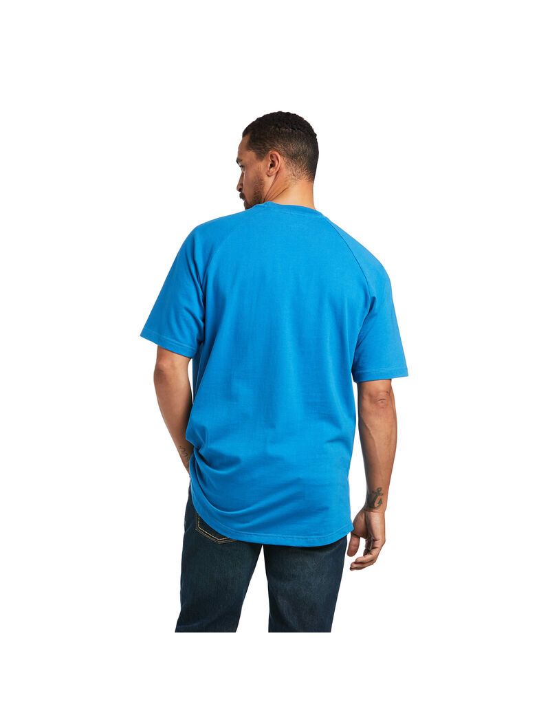 Ariat Rebar Cotton Strong T-Shirt Deep Water | SXIBUC-785