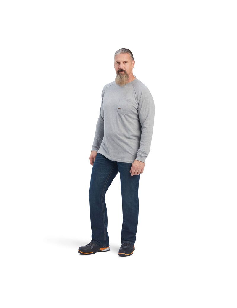 Ariat Rebar Cotton Strong T-Shirt Heather Grey | STRDGW-268