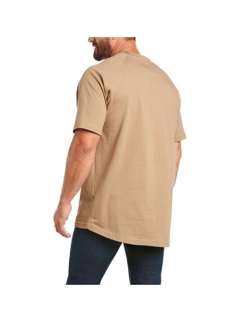 Ariat Rebar Cotton Strong T-Shirt Khaki | JQUZYV-643