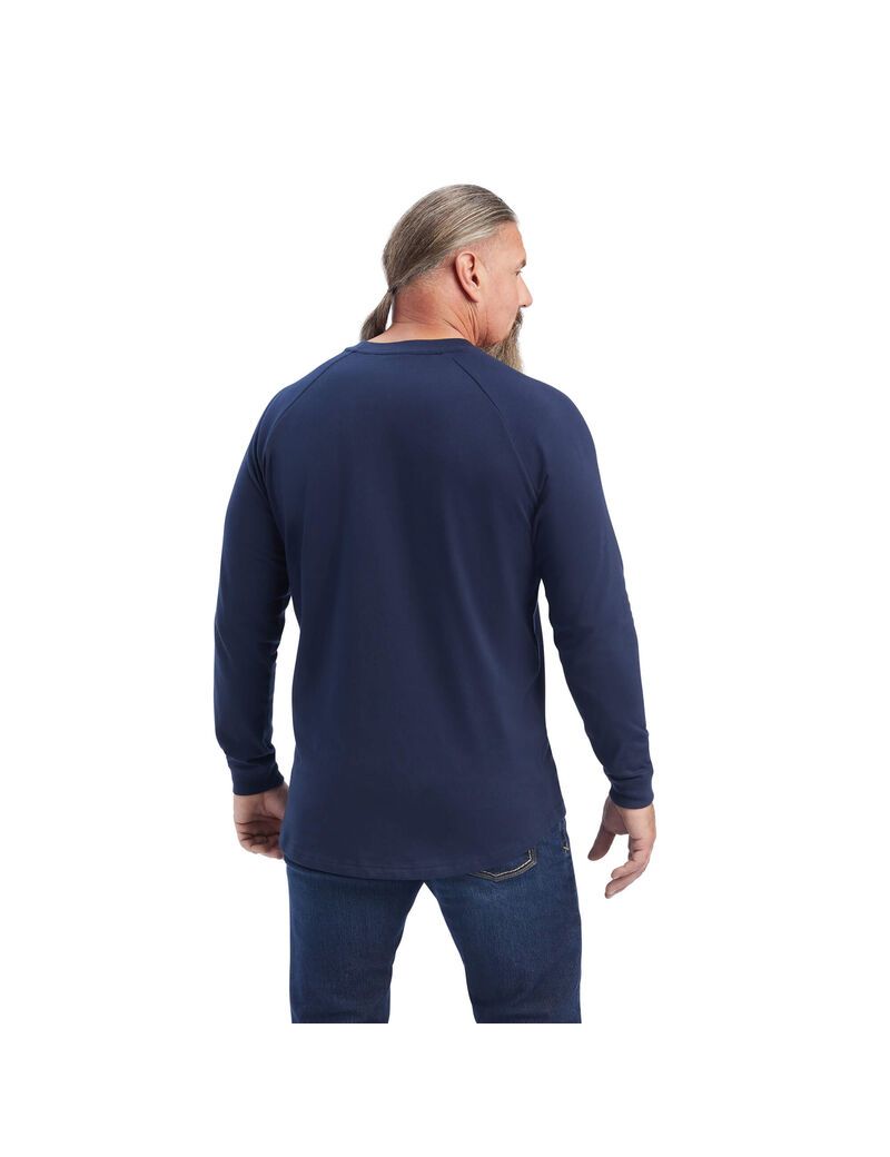 Ariat Rebar Cotton Strong T-Shirt Navy | WJRBSU-935