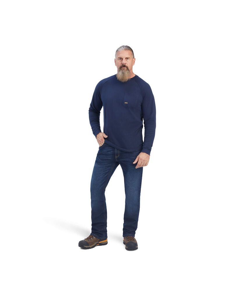 Ariat Rebar Cotton Strong T-Shirt Navy | WJRBSU-935