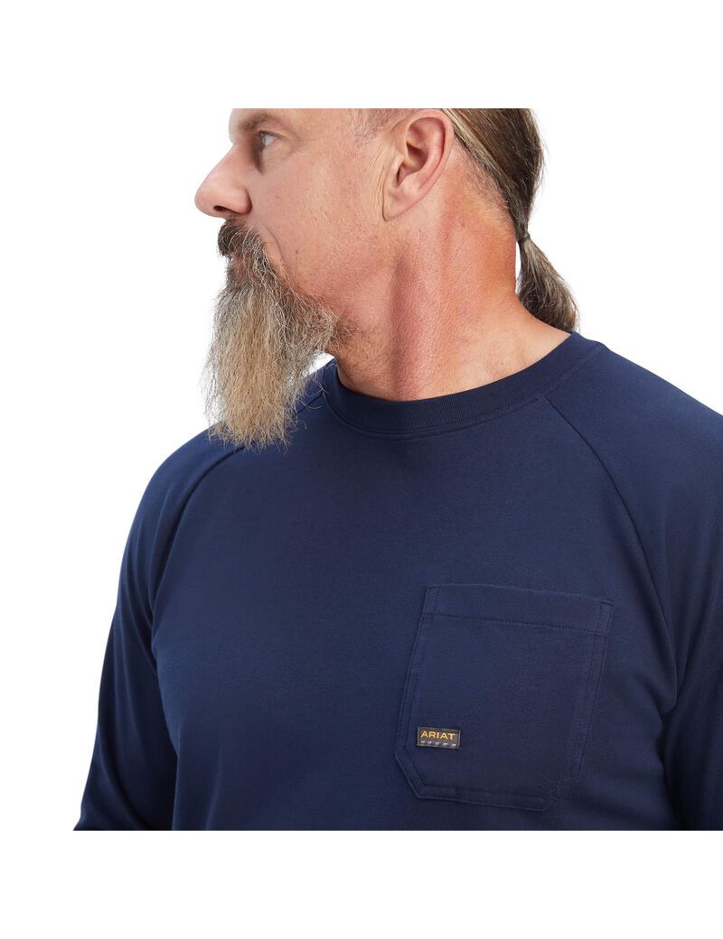 Ariat Rebar Cotton Strong T-Shirt Navy | WJRBSU-935