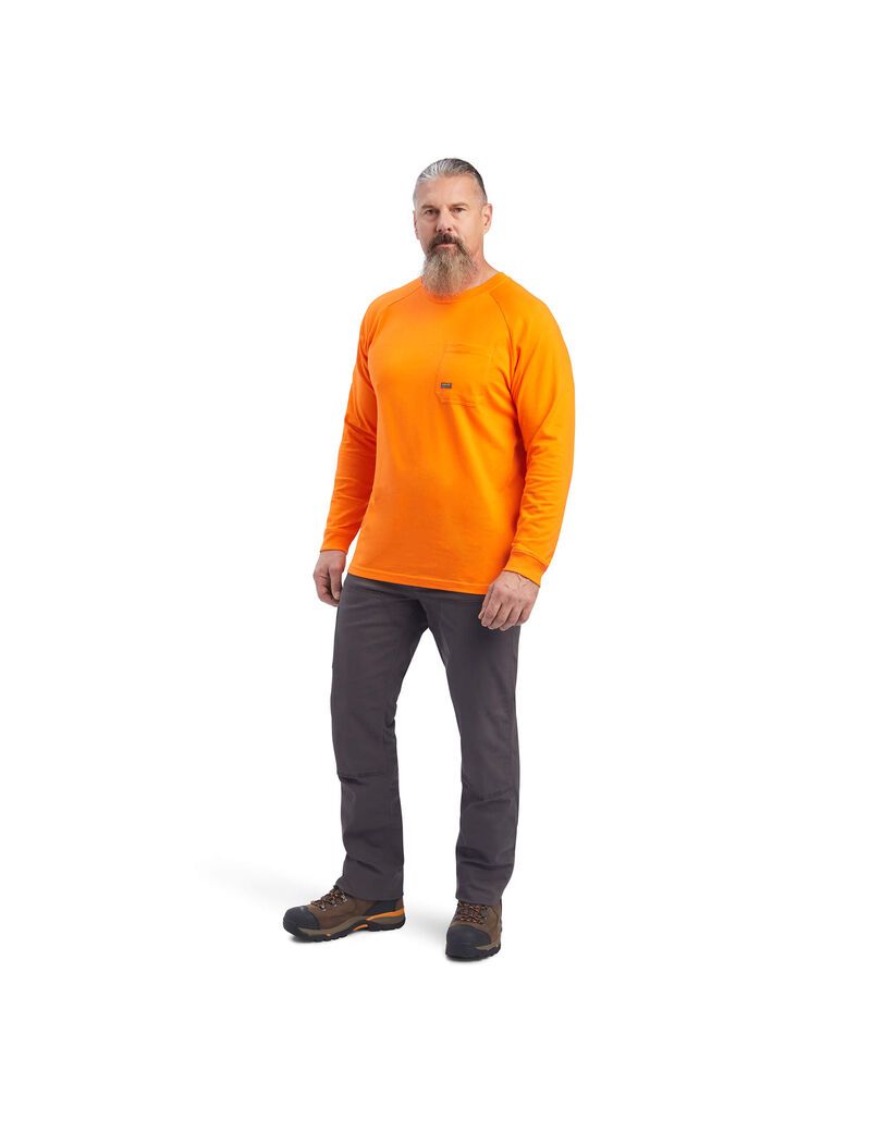 Ariat Rebar Cotton Strong T-Shirt Safety Orange | WJRPUL-786