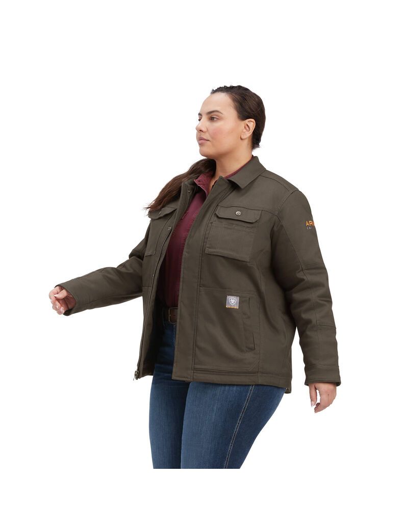 Ariat Rebar DuraCanvas Sherpa-Lined Coat Mole | WDAUOX-091