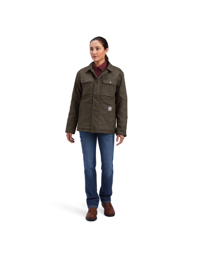 Ariat Rebar DuraCanvas Sherpa-Lined Coat Mole | WDAUOX-091