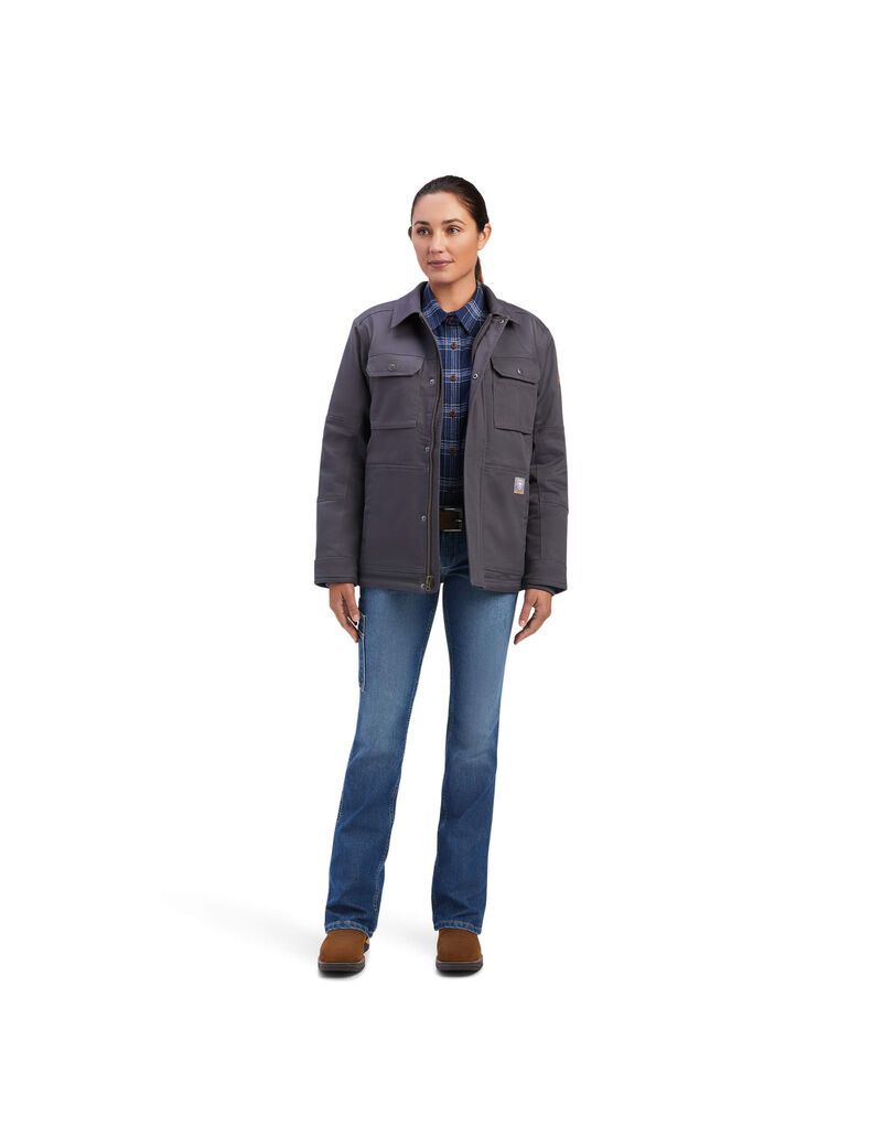 Ariat Rebar DuraCanvas Sherpa-Lined Coat Rebar Grey | WJGVZS-572