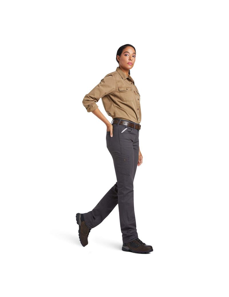 Ariat Rebar DuraStretch Made Tough Straight Leg Pant Rebar Grey | NXPRJQ-651